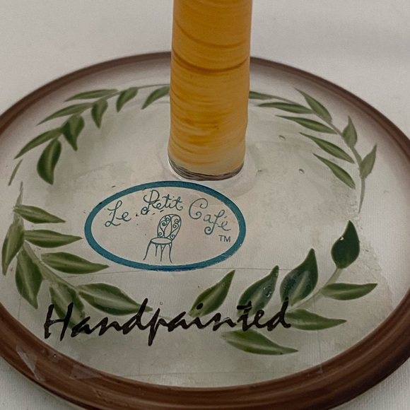 Elephant Wine Glasses HandPainted Tropical PalmTrees Bamboo Stem Le Petit Cafe 2 - Picture 10 of 16